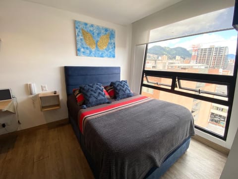 Bed, Bedroom, City view