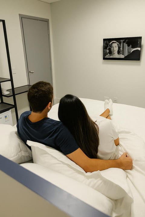 Bed, People, TV and multimedia, Bedroom