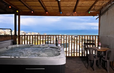 Patio, Day, Natural landscape, Hot Tub, View (from property/room), Balcony/Terrace, Dining area, Mountain view, Sea view