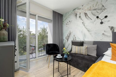 Bed, Living room, Seating area