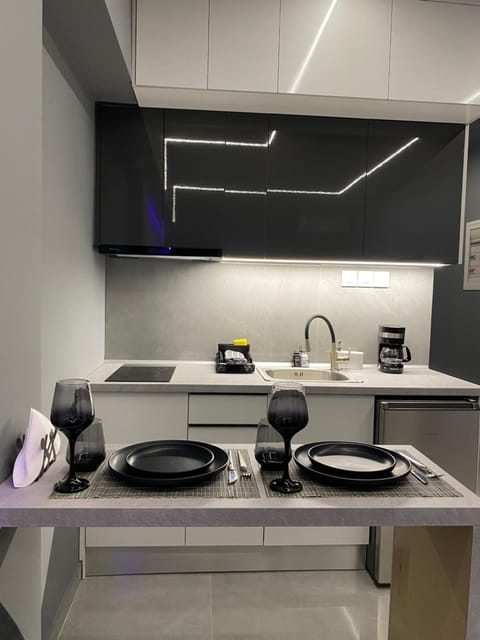 Kitchen or kitchenette, stove