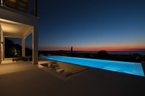Patio, Night, View (from property/room), Sea view, Swimming pool