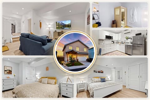Facade/entrance, Sauna, Kitchen or kitchenette, Living room, Bedroom, Sunset, Family