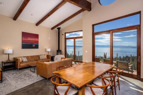 Living room, Seating area, Dining area, Lake view