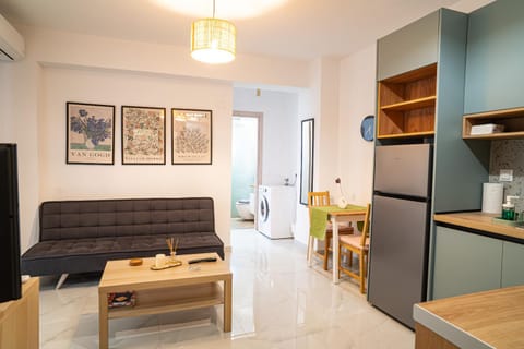 TV and multimedia, Kitchen or kitchenette, Living room, Photo of the whole room, Decorative detail, Seating area, Dining area, washing machine, air conditioner