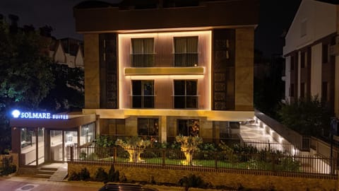 Property building, Night, Garden, Garden view