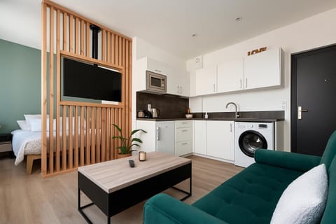 Living room, kitchen