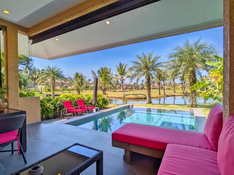 Patio, Day, Balcony/Terrace, Seating area, Garden view, Pool view, Swimming pool, sunbed