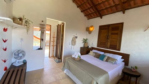 Bed, Photo of the whole room, Bedroom, towels, air conditioner