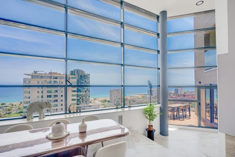 View (from property/room), Living room, Dining area, Sea view
