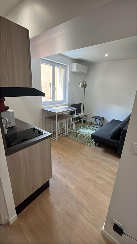Kitchen or kitchenette, Living room, Seating area, Dining area