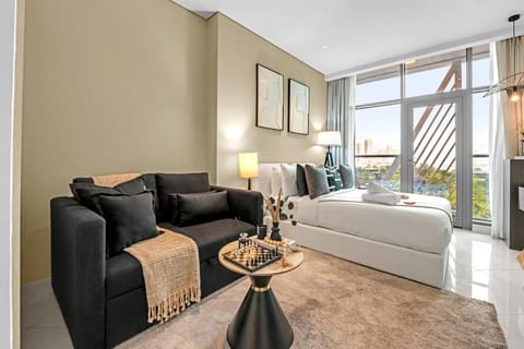 Bed, Living room, Seating area, Bedroom