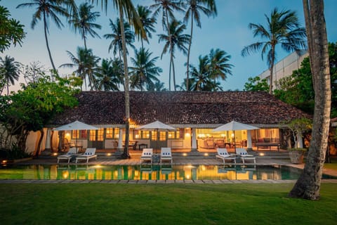 Property building, Swimming pool, Sunset
