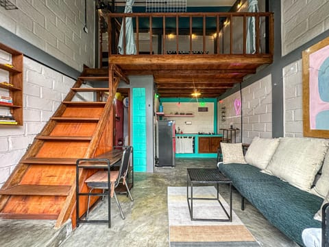 Kitchen or kitchenette, Living room, Seating area