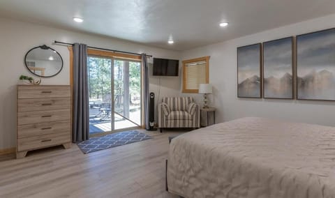 Bed, TV and multimedia, Seating area, Bedroom