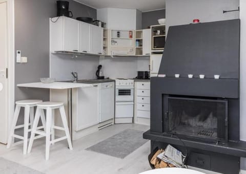 Kitchen or kitchenette, fireplace
