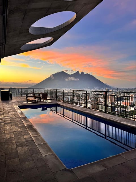 Nearby landmark, Day, Natural landscape, Mountain view, Pool view, Swimming pool, Sunrise, Sunset, sunbed