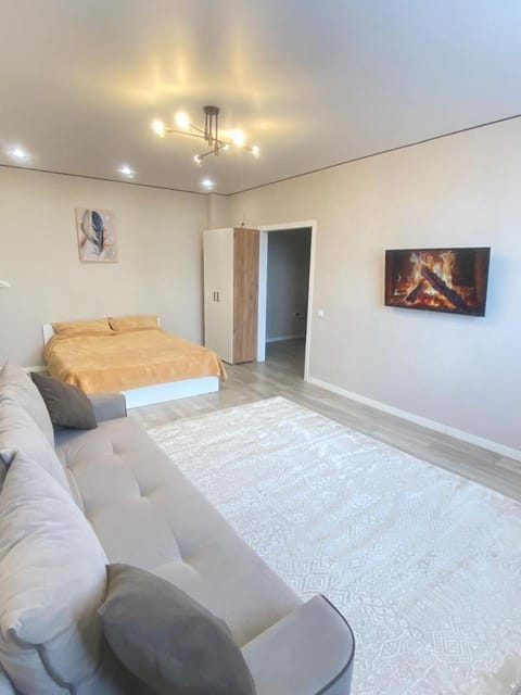 Bed, TV and multimedia, Living room, Photo of the whole room, Seating area, Bedroom