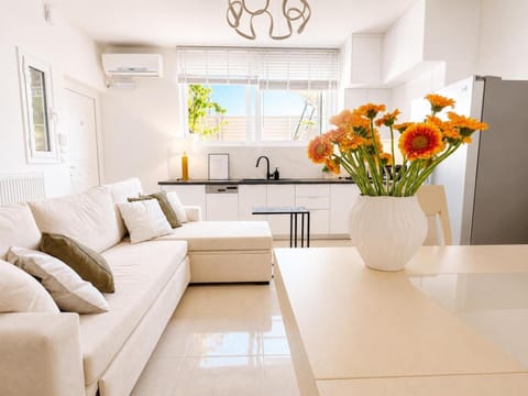 Kitchen or kitchenette, Living room, Seating area, Dining area, air conditioner