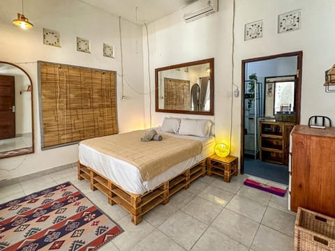 Bed, Photo of the whole room, Bedroom, towels, wardrobe, air conditioner