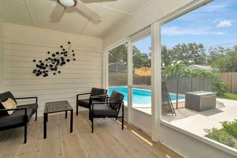 Patio, Seating area, Pool view