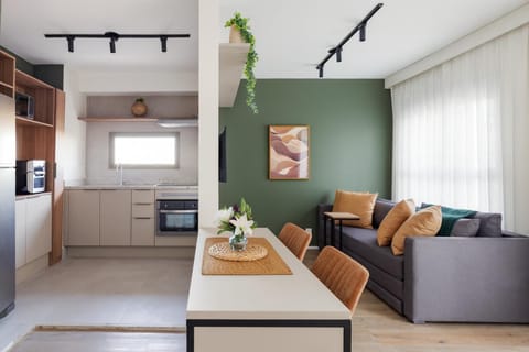 Kitchen or kitchenette, Living room, Seating area, oven, stove