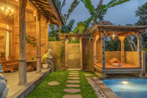 Patio, Night, Natural landscape, Garden view, Pool view, Swimming pool, Swimming pool