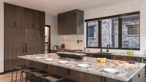 Dining area, stove, kitchen