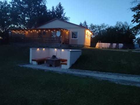 Property building, Patio, Night, Garden, Garden view