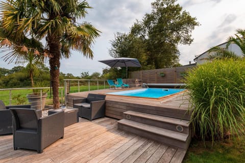 Property building, Living room, Swimming pool