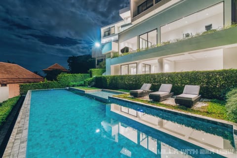 Night, Pool view, sunbed