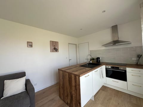 Kitchen or kitchenette, dishwasher, oven, stove