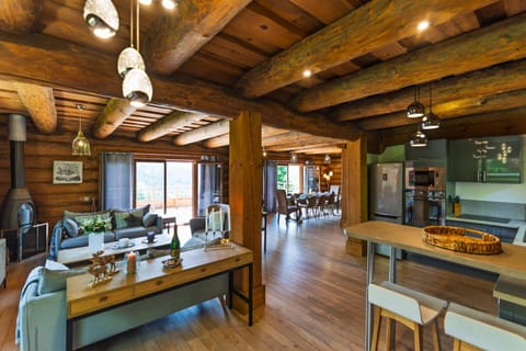 Kitchen or kitchenette, Living room, Dining area, stove