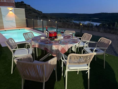 Patio, Natural landscape, Seating area, Mountain view, Pool view, Swimming pool