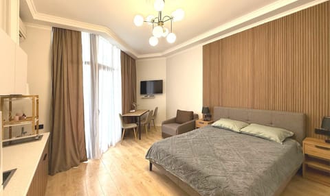 Bed, TV and multimedia, Living room, Photo of the whole room, Seating area, Bedroom