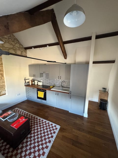 Kitchen or kitchenette, stove