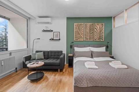Bed, Living room, Photo of the whole room, Bedroom, air conditioner