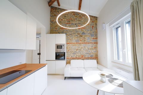 Kitchen or kitchenette, Living room, Seating area, Dining area, oven, stove