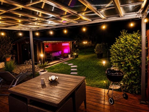 Patio, Night, Garden, Garden view