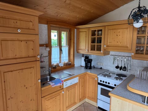 Kitchen or kitchenette, dishwasher, stove