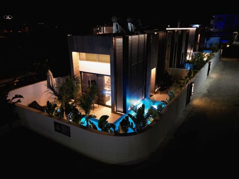 Property building, Night, Swimming pool