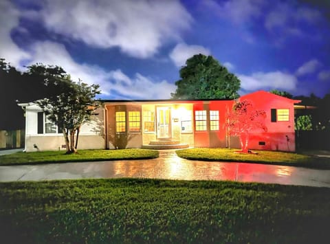 Property building, Night, Natural landscape, Garden, Garden view