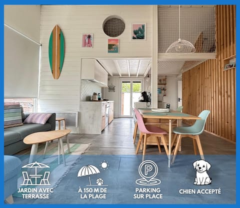 Living room, Dining area, Text overlay