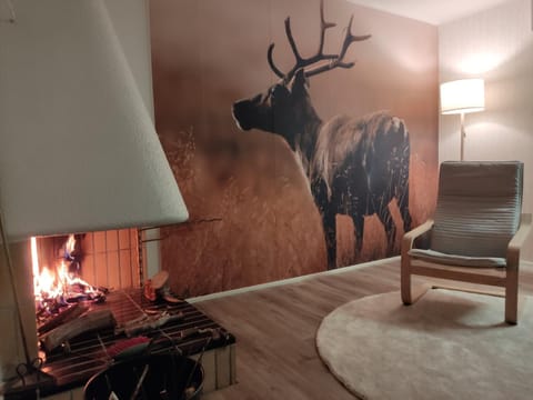 Winter, Living room, fireplace