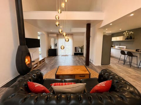 TV and multimedia, Kitchen or kitchenette, Living room, Seating area, Dining area, fireplace