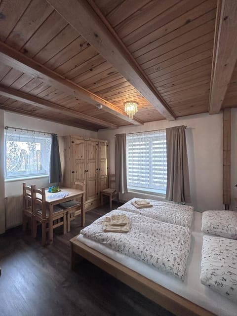 Bed, Photo of the whole room, towels, wardrobe