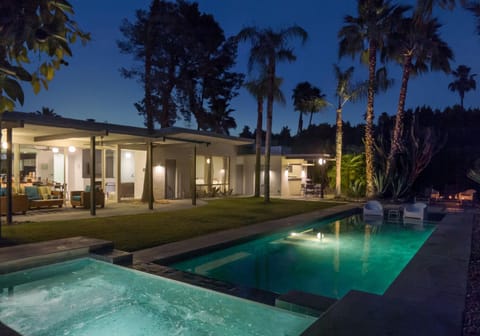 Property building, Night, Swimming pool