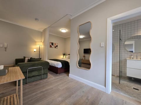 Bed, Bathroom, Living room, Photo of the whole room, Seating area, Bedroom