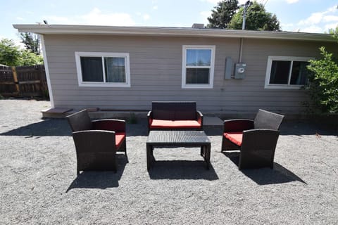 Property building, Patio, Day, Seating area