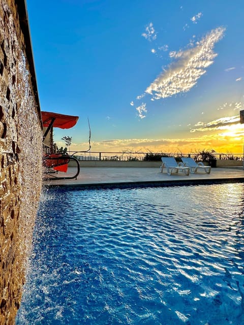 Natural landscape, Garden, Pool view, Swimming pool, Sunset